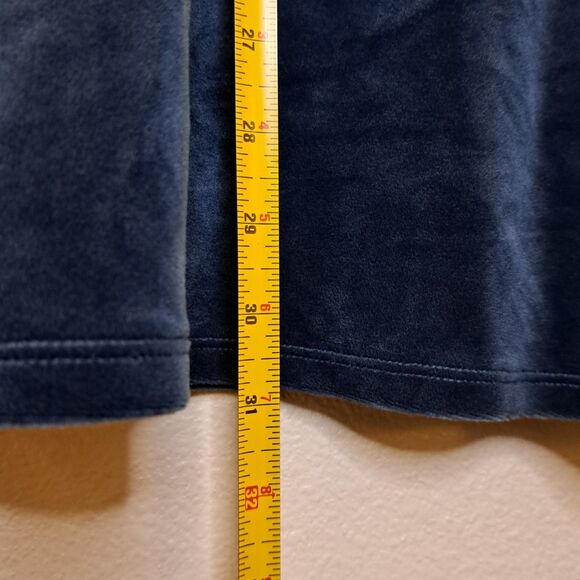 Pure Jill Women Soft Tunic Blue Velour Velvet Pullover V Neck Size M Long Sleeve - Picture 2 of 11